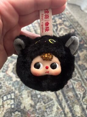 Baby Three Mini Animal Heads Black Cat Customized